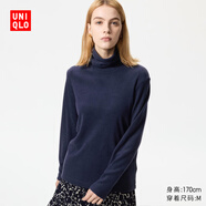 優(yōu)衣庫女裝HEATTECH搖粒絨兩翻領(lǐng)套頭衫/長(cháng)袖479608 69 藏青色 XL /165/92A