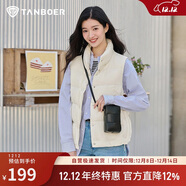 坦博爾羽絨服馬甲女立領(lǐng)寬松外搭短款羽絨背心外套TD236006 小香白 175