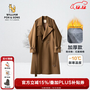 William fox&sons新復古回潮設計師款/立體剪裁風(fēng)衣男腰帶裝飾層次感休閑長(cháng)款外套 焦糖咖（加厚石墨烯棉） L /50