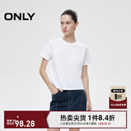 ONLY2025秋季新款簡(jiǎn)約舒適基礎純色圓領(lǐng)正肩短袖T恤女|125101058 A43 奶油白色 XS (155) 76A