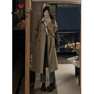 AEMAPE卡其色風(fēng)衣外套女中長(cháng)款2025春秋新款韓系小個(gè)子英倫風(fēng)高級感大衣 卡其色 XL -120-130斤拍