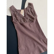 塞德納6953V領(lǐng)無(wú)袖無(wú)縫美體背心顯瘦緊身束身內衣蕾絲邊打底衣女 暗紫 均碼 均碼