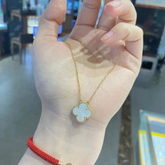 奧珂伊莎18K黃金四葉草項鏈玉髓瑪瑙貝母AU750高級感珠寶女生禮物生日 【京東快遞】18K金白貝母項鏈 18K黃金色