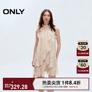 ONLY2025夏季新款淑女掛脖圓領(lǐng)荷葉邊短裙碎花連衣裙女|125207045 HH5桑迪紋樣沙色底 M