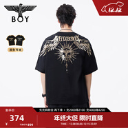 BOY LONDON【暗黑羅盤(pán)】夏情侶款短袖權杖印花炸街潮牌T恤N01906 黑印金N01906 經(jīng)典升級款 XS