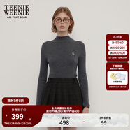 Teenie Weenie小熊女裝毛衣秋季柔軟舒適修身半高領(lǐng)針織刺繡打底衫 煤灰色 M