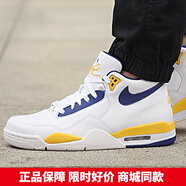 耐克（NIKE）官方艦店男鞋新款運動(dòng)鞋AIR FLIGHT 89 AJ氣墊緩震復古休閑籃球鞋 白藍黃 中幫 湖人 41