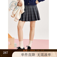 紫涵高腰A字百褶短裙女冬季文藝森系風(fēng)百搭純色半身JK裙 灰格 XS