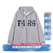 F426【趙露思同款】秋季嘻哈寬松大logo格子貼繡衛衣外套 花灰  M