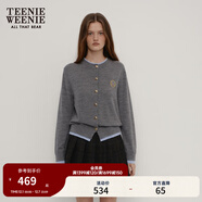 Teenie Weenie小熊秋季綿羊毛軟糯毛針織開(kāi)衫簡(jiǎn)約通勤毛衣外套女裝 深灰色 S (160)