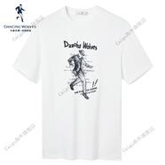 與狼共舞（DANCING WOLVES）【純棉透氣】與狼共舞圓領(lǐng)短袖T恤男2024夏季新款人標刺繡半袖短t 803本白 S 165/84A