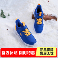 361°兒童運動(dòng)鞋男童跑鞋秋冬密網(wǎng)輕便魔術(shù)貼女童皮革加絨保暖運動(dòng)鞋 【皮革加絨】科幻藍色/熒光芒果橙 35