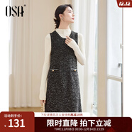 歐莎（OSA）氣質(zhì)小香風(fēng)無(wú)袖直筒連衣裙約會(huì )背心裙女2025秋季新款疊穿 黑色 M