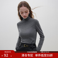 范思藍恩23FS14619 莫代爾花邊高領(lǐng)打底衫女秋冬內搭長(cháng)袖針織衫 煙管灰色 XS