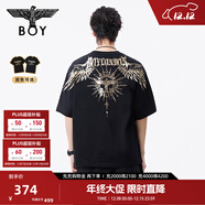 BOY LONDON【暗黑羅盤(pán)】夏情侶款短袖權杖印花炸街潮牌T恤N01906 黑印金N01906 經(jīng)典升級款 XS