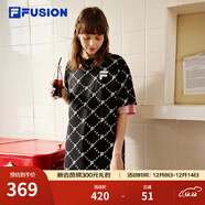FILA FUSION 斐樂(lè )潮牌女子針織連衣裙夏新款寬松潮流運動(dòng)裙子 深黑-BK（寬松版） XS 155/76A