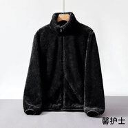 馨護士搖粒絨外套男女款2023秋冬新款大碼寬松上衣加絨開(kāi)衫珊瑚絨衛衣 黑色 毛毛款拉鏈 3XL 建議體重118-138