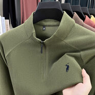 傳奇保羅奧萊品牌折扣保羅衛衣男士半拉煉春秋新款德絨立領(lǐng)馬標打底衫 長(cháng)袖332552果綠 均碼 M90-120斤