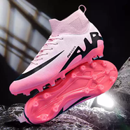 無(wú)憂(yōu)匠品C羅刺客15/16成人兒童足球鞋男童長(cháng)釘學(xué)生AG碎釘草地防滑訓練男女 高幫粉色長(cháng)釘 32 32