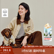 茵曼（INMAN）2025冬季女裝新款巴恩風(fēng)仿牛仔夾克外套100棉落肩袖上衣 杏色 S