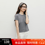 紅袖百搭休閑氣質(zhì)短袖T恤2025夏季新款女裝繡花圓領(lǐng)小眾正肩顯瘦上衣 花灰0A4（尺碼偏小，建議拍大一碼） M