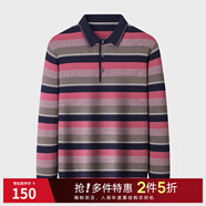 圣得西（Sundance）男士時(shí)尚條紋長(cháng)袖T恤2025春季新款經(jīng)典翻領(lǐng)商務(wù)休閑polo衫 紅色 M 碼