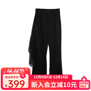 西町村屋（SETIROM）亮片網(wǎng)紗微喇裙褲女裝秋季新款氣質(zhì)修身休閑褲XA9C10032 黑色 S