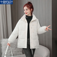 莫代爾2025冬季新款棉服女個(gè)性氣質(zhì)學(xué)院風(fēng)甜美棉衣休閑時(shí)尚韓版面包服潮 米白色 XL 建議135-155斤