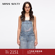 MISS SIXTY【天使系列】2025夏季新款背帶牛仔連衣裙女涂鴉風(fēng)釘珠 淺藍 M