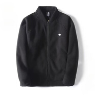 AF美國af棒球服男秋冬新款加絨加厚夾克男小鹿刺繡雙面搖粒絨外套男 黑色 M