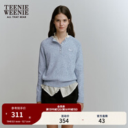 Teenie Weenie小熊女冬季休閑通勤彩色點(diǎn)子紗長(cháng)半開(kāi)襟套頭慵懶毛衣 淺藍色 XS 155
