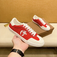 康奈（kangnai）斷碼2026廣州歐洲站年新款真皮板鞋男潮鞋子透氣輕奢男士小白鞋 白紅色 38