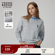 Teenie Weenie小熊秋季簡(jiǎn)約圓領(lǐng)套頭衛衣學(xué)院風(fēng)短款上衣休閑時(shí)尚女 淺灰色 M (165)