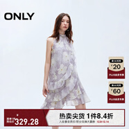 ONLY2025夏季新款淑女掛脖圓領(lǐng)荷葉邊短裙碎花連衣裙女|125207045 H3H瑞秋印花藍 XS