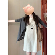 依樂(lè )琦秋裝搭配一整套韓版小個(gè)子顯瘦氣質(zhì)風(fēng)純色短裙配兩件套 單件杏色連衣裙 S