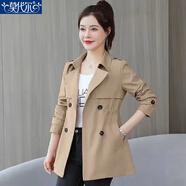 莫代爾短外套女2025春秋冬有里布新款風(fēng)衣女短中款女裝氣質(zhì)顯瘦小個(gè)子女 MX-2004_卡其色 常規 2XL