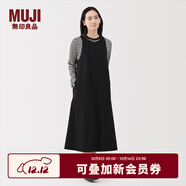 無(wú)印良品（MUJI）女式 易干平紋無(wú)袖連衣裙 女裝裙子長(cháng)裙背心裙25年冬季連身裙 黑色 M （160/84A）
