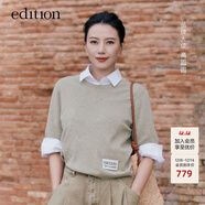 edition【高圓圓同款】E+云朵系列2024秋新款長(cháng)絨棉復古圓領(lǐng)針織短袖毛衣 駝杏色 M