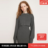 moussy&sly新品簡(jiǎn)約歐美風(fēng)兩件套短款針織連衣裙030HSM73-0210 灰色160 M 00002/M