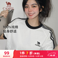 駱駝（CAMEL）夏日純棉T神男女寬松圓領(lǐng)短袖上衣T恤 C35BAXLN056A 無(wú)際白 M