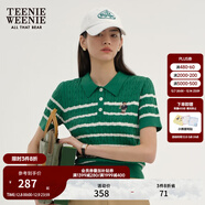 Teenie Weenie小熊女裝簡(jiǎn)約夏季短袖毛衣針織衫POLO領(lǐng)泡泡袖女裝 綠色 S 160