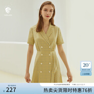 范思藍恩正式氣質(zhì)通勤連衣裙女夏季收腰顯瘦面試西裝裙 草黃綠 L