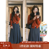 茵曼（INMAN）毛衣女蝴蝶結針織開(kāi)衫2025年冬季新款紅裝荷葉袖氣質(zhì)外套 紅色 S