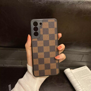 三星（SAMSUNG）適用原裝皮質(zhì)老花三星S23Ultra商務(wù)殼Note8網(wǎng)紅時(shí)尚男女款保護套 皮質(zhì)棕色格紋 三星GalaxyNote10