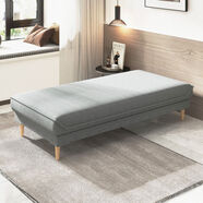 詠幻沙發(fā)床單人床拼接床邊型大人可睡拼床陪護貴妃榻躺椅 麻布淺灰 長(cháng)180寬95高度32