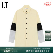 ENFOLD IT  日本女裝拼色長(cháng)袖襯衫新款時(shí)尚靚麗翻領(lǐng)上衣430371XP YEZ/黃色 34