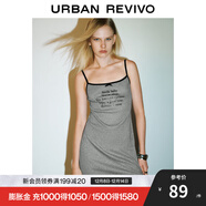 UR秋季新款女裝甜辣風(fēng)字母印花蝴蝶結連衣裙UYV740009 花灰 XS