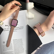 AIRDUANG適用S11蘋(píng)果iwatchS10表帶魚(yú)子醬秋冬皮質(zhì)Applewatch87se小蠻腰女 胭脂粉【下單送水凝膜】 44mm(iwatch SE/6/5/4代)