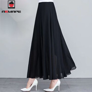 AEMAPE2026夏季新款雪紡半身裙女高腰到腳踝長(cháng)裙a字大擺裙時(shí)尚減齡顯瘦 MX-7-3012_黑色雪紡裙長(cháng)87cm 均碼 _腰1尺8-2尺9體80-150斤