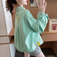 蔻仙蔓小個(gè)子短款牛仔外套女2025年新款春季韓版洋氣減齡百搭寬松上衣 2016-綠色 S 【80-95斤】